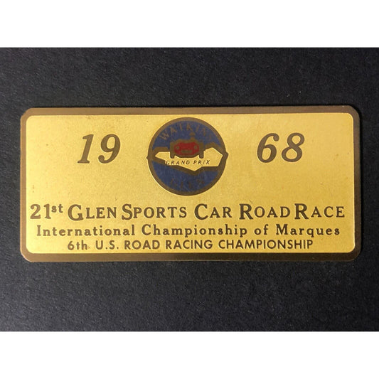 1968 21st Watkins Glen Sports Car Road Race Brass Wall Plaque