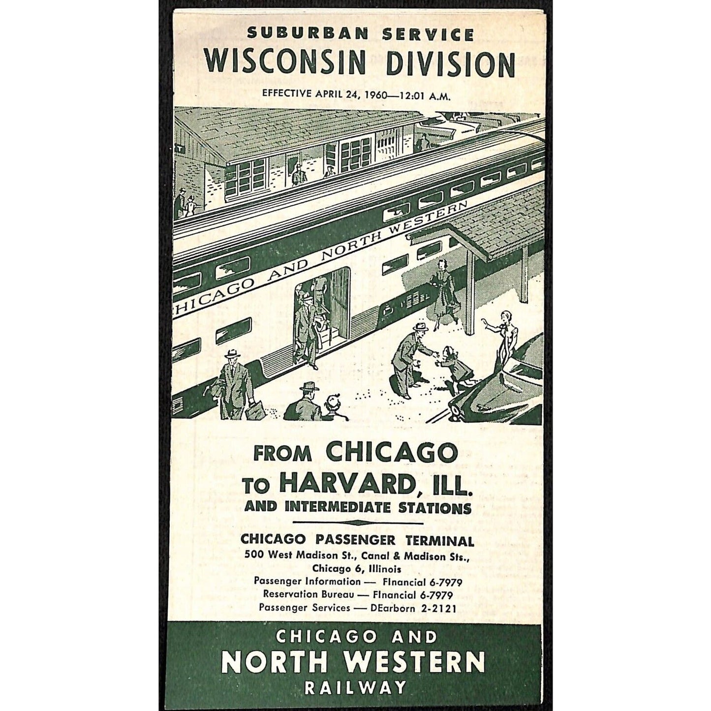 1960 Chicago and North Western Railway / Chicago to Harvard Schedule VGC