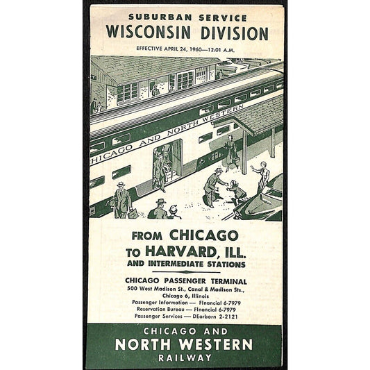 1960 Chicago and North Western Railway / Chicago to Harvard Schedule VGC