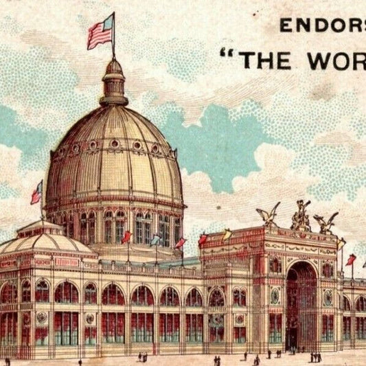 1893 Chicago World's Fair Trade Card Corticelli Spool Silk Barry Bros. Galena IL