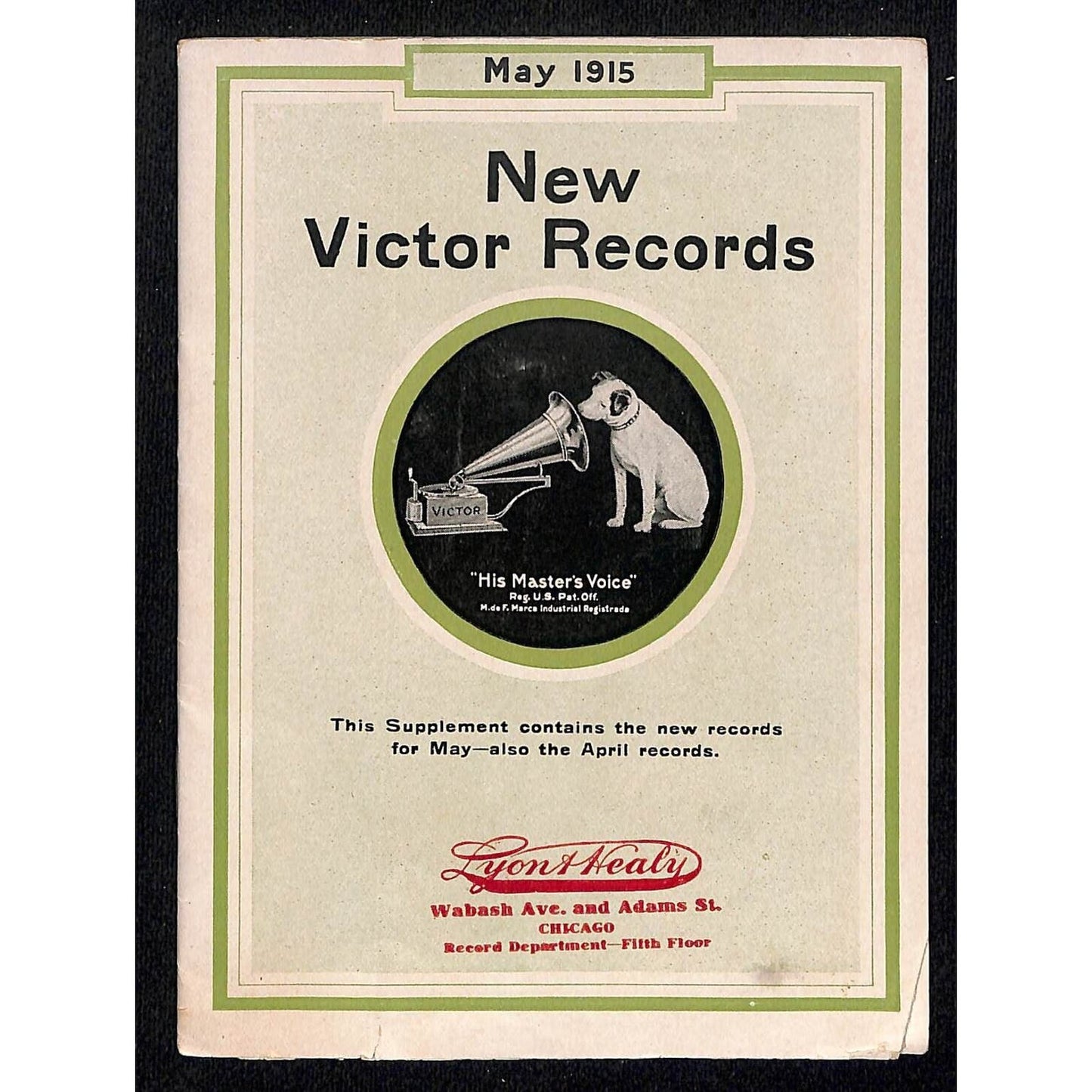 New Victor Records Catalog Supplement May 1915 Lyon & Healy Chicago 23pp. Scarce