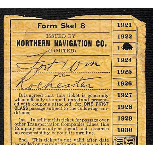 1923 Northern Navigation Co. / CGW St. Paul to Rochester Ticket