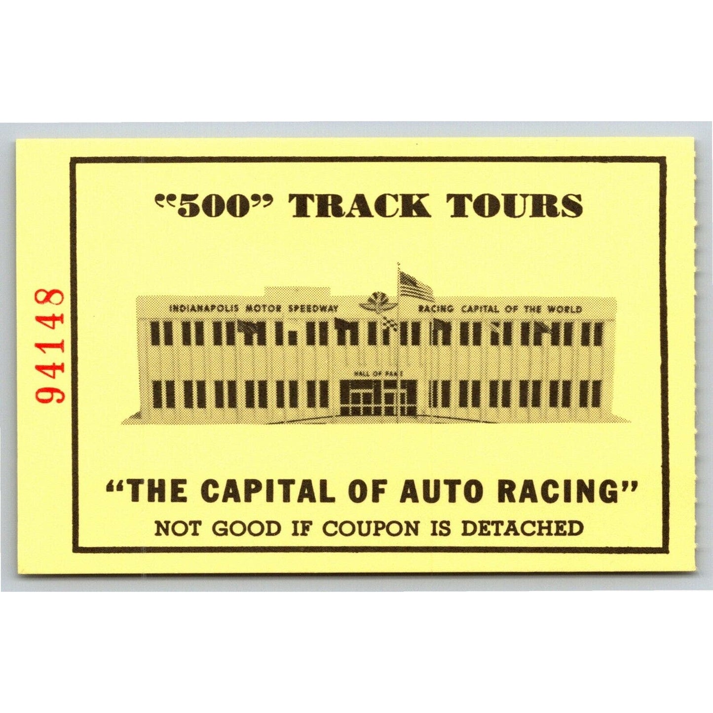 c1980's Indy 500 HOF Museum Track Tour Comp Ticket Stub Indianapolis #94148