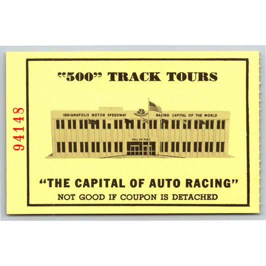 c1980's Indy 500 HOF Museum Track Tour Comp Ticket Stub Indianapolis #94148