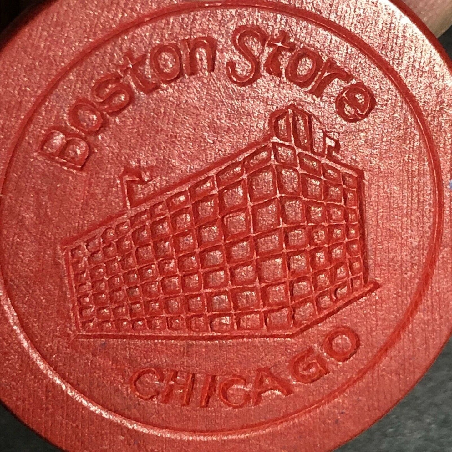 c1910's "Boston Store" Red Fiber / Wood Advertising Poker Chip VGC