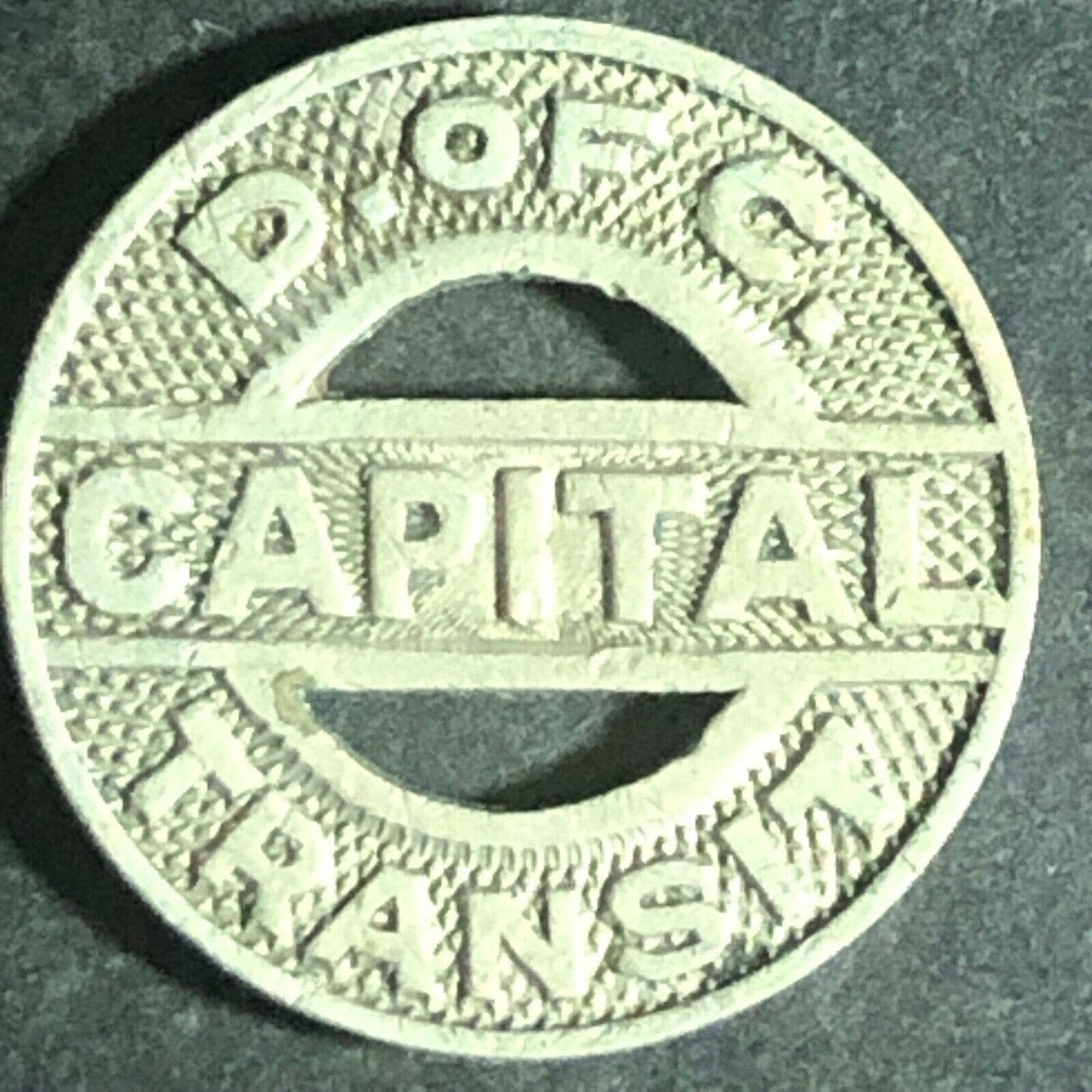 Vintage 16mm Brass "D. of C. Capital Transit One Fare" Token
