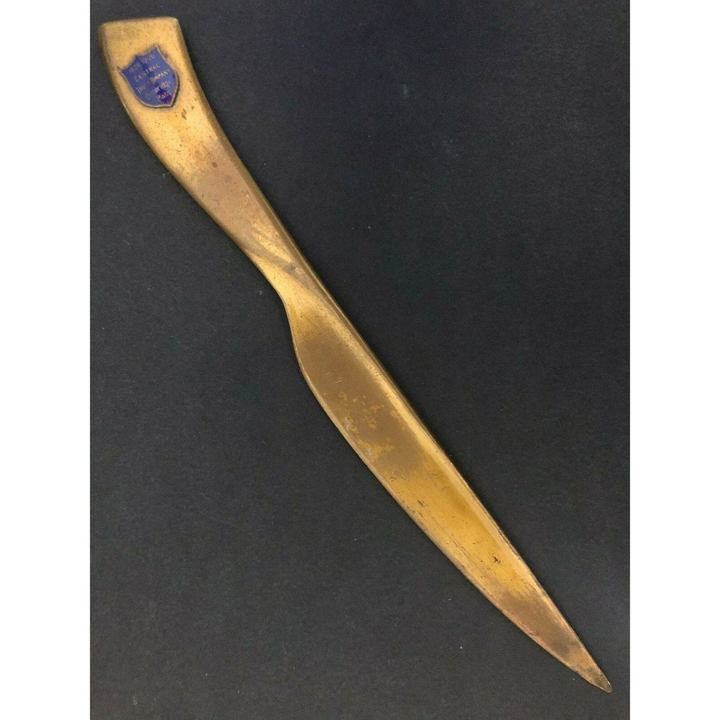 c1926 8 1/4" Central Trust Co. Cambridge Mass. Brass Advertising Letter Opener