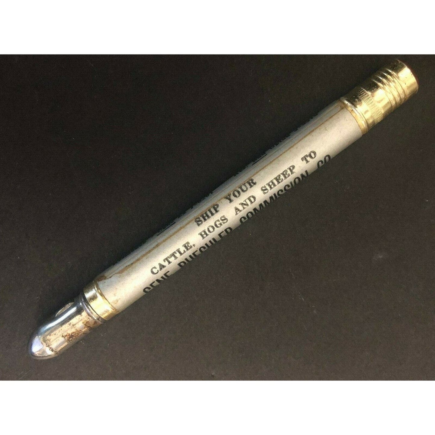 c1930's-40's "Buechler National Stock Yards Upton, IL" Advertising Bullet Pencil
