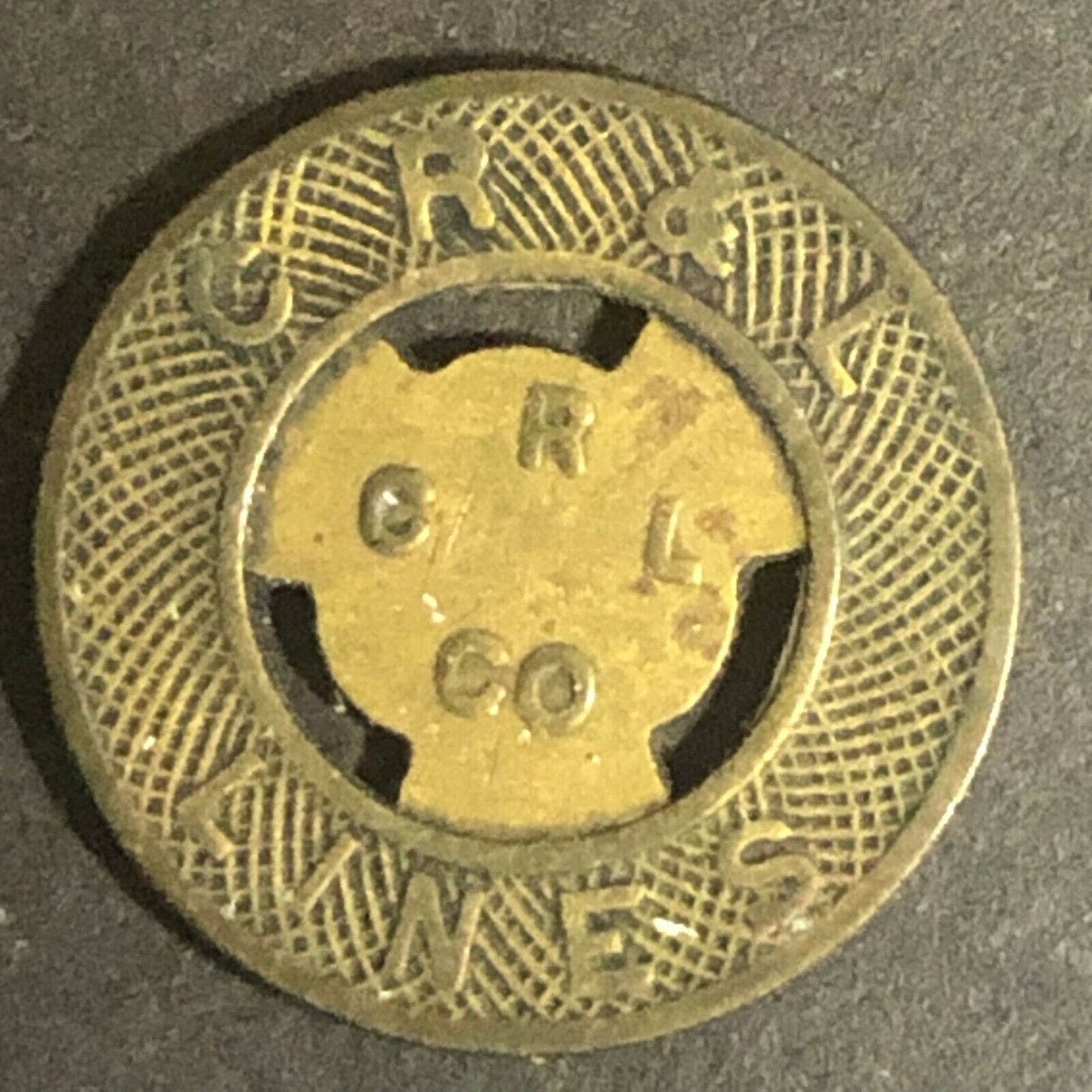 c1940-50's 16mm "C R & L Lines" G/F One Fare - Brass Transit Token - Connecticut