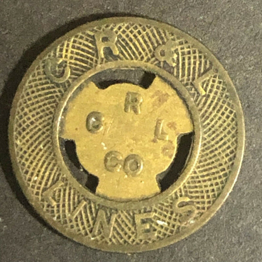c1940-50's 16mm "C R & L Lines" G/F One Fare - Brass Transit Token - Connecticut