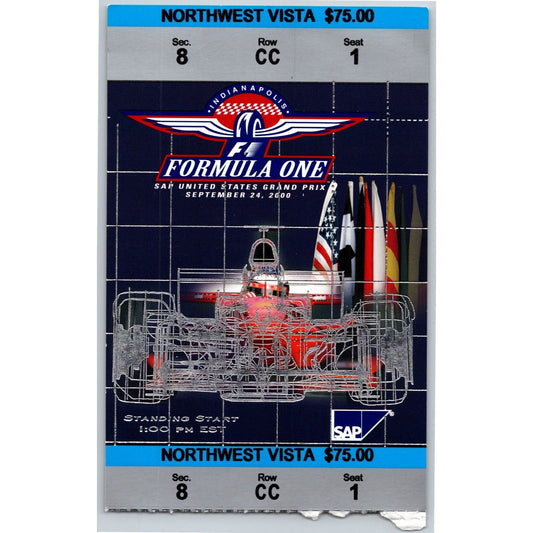 2000 Indianapolis Formula One Grand Prix Racing Race Day Ticket Stub - Seat 1