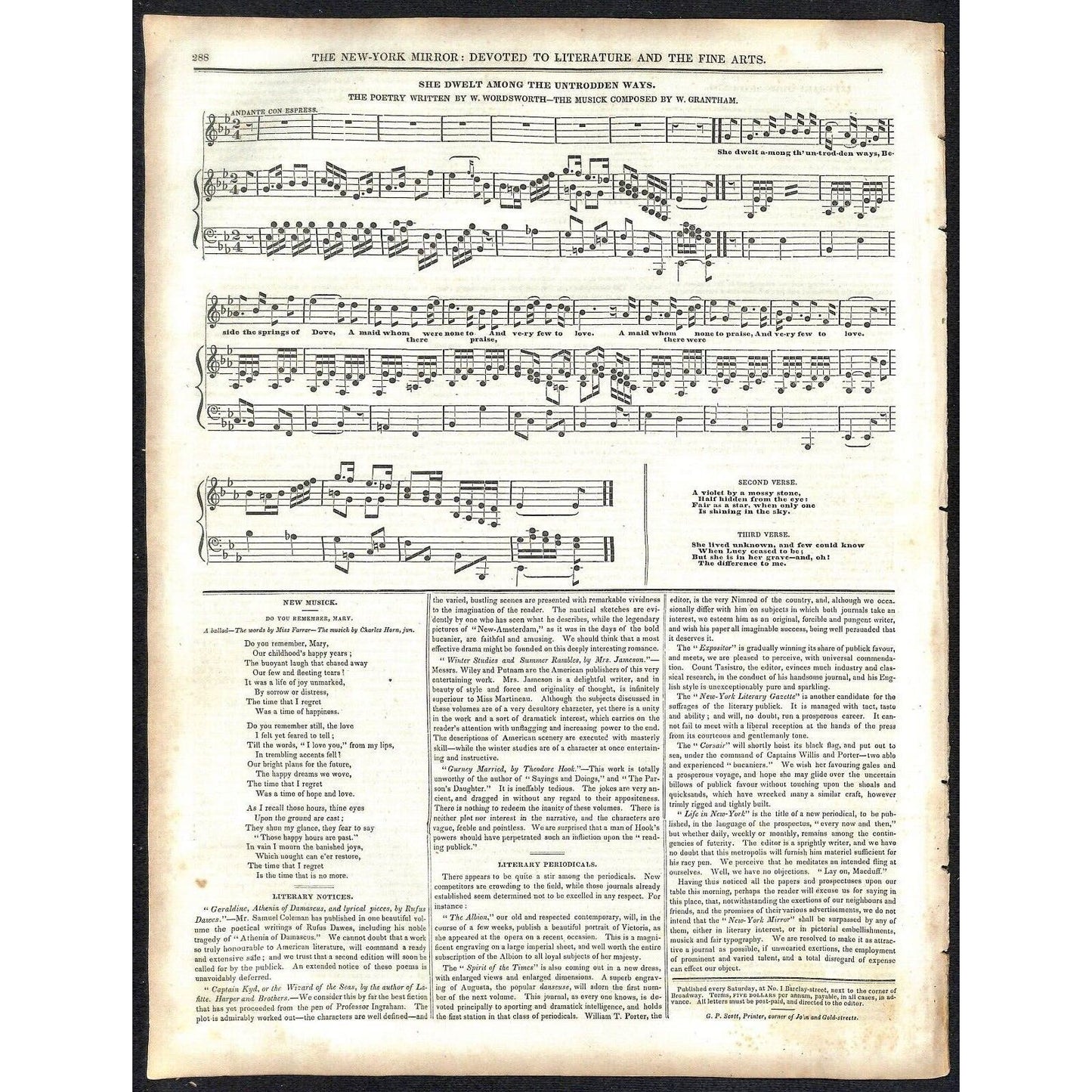 New-York Mirror Weekly Journal Literature Fine Arts Newspaper 3/2/1839