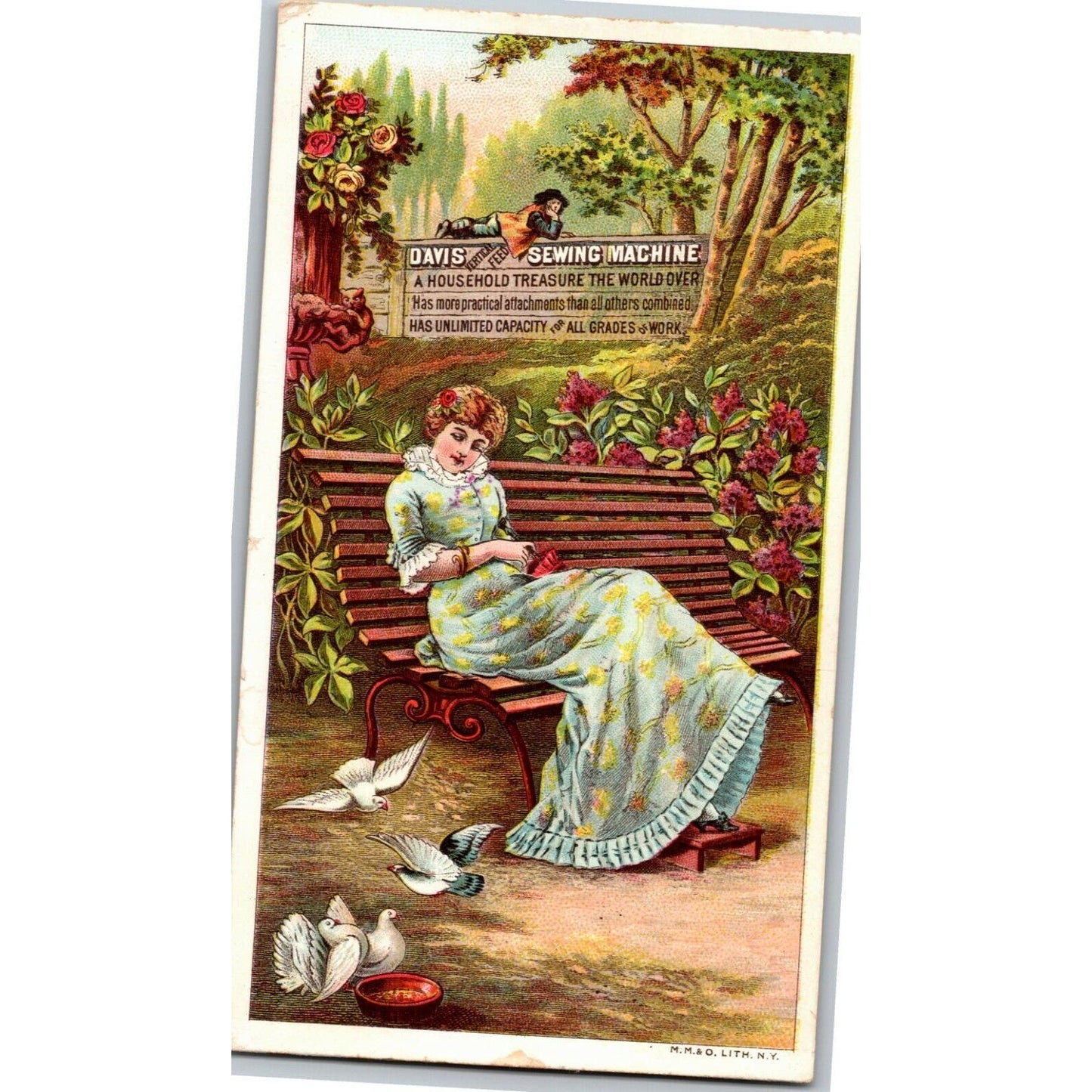 Victorian Trade Card - Davis Sewing Machine Chas. W. Lowe - Brockton, MA