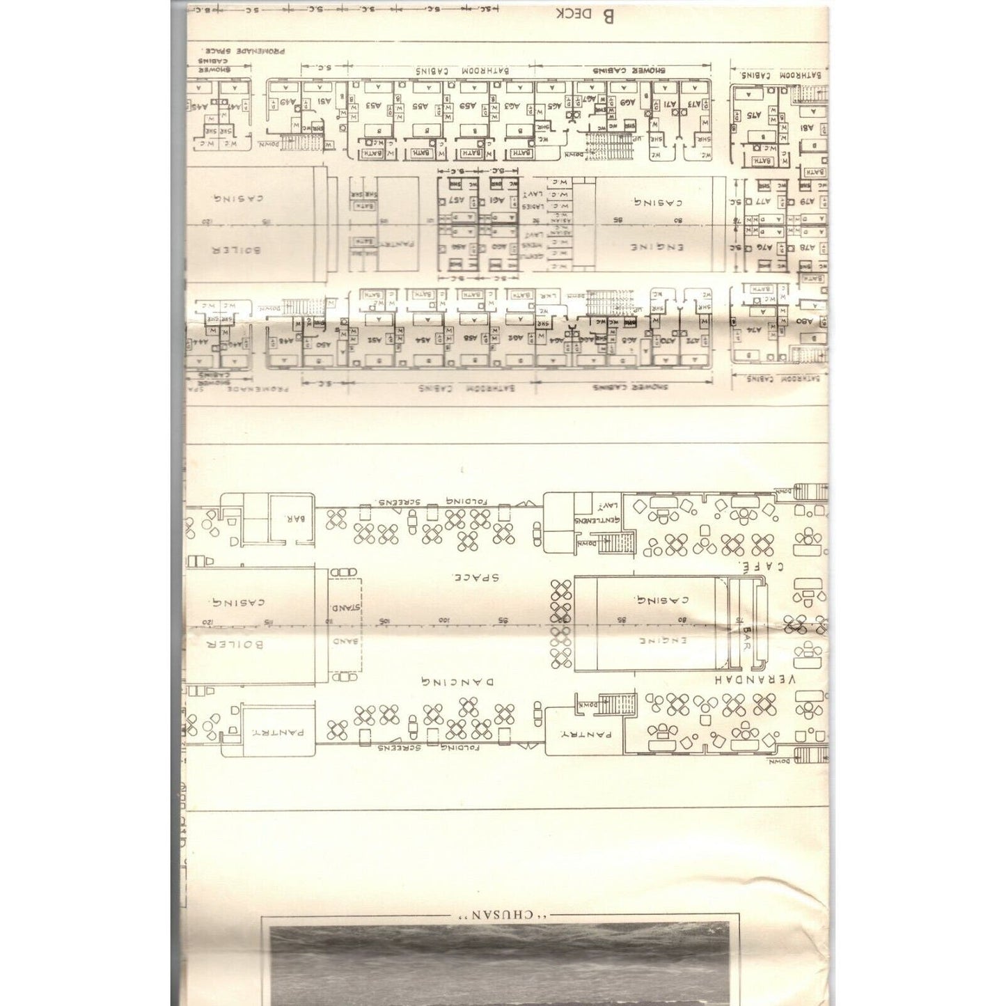 c1950-55 "Peninsular and Oriental Steam Navigation Co." 1st Class Plan Cruise