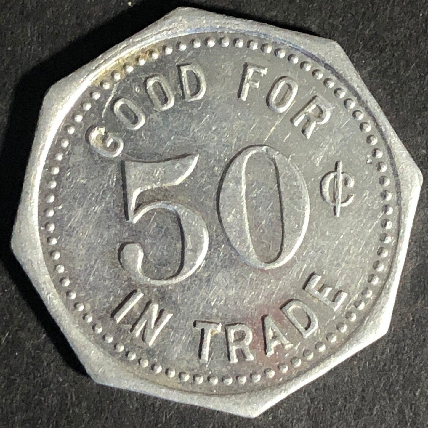 J.S. Hosford (Montrose, PA) G/F 50c Octagon Alum. Token 25mm