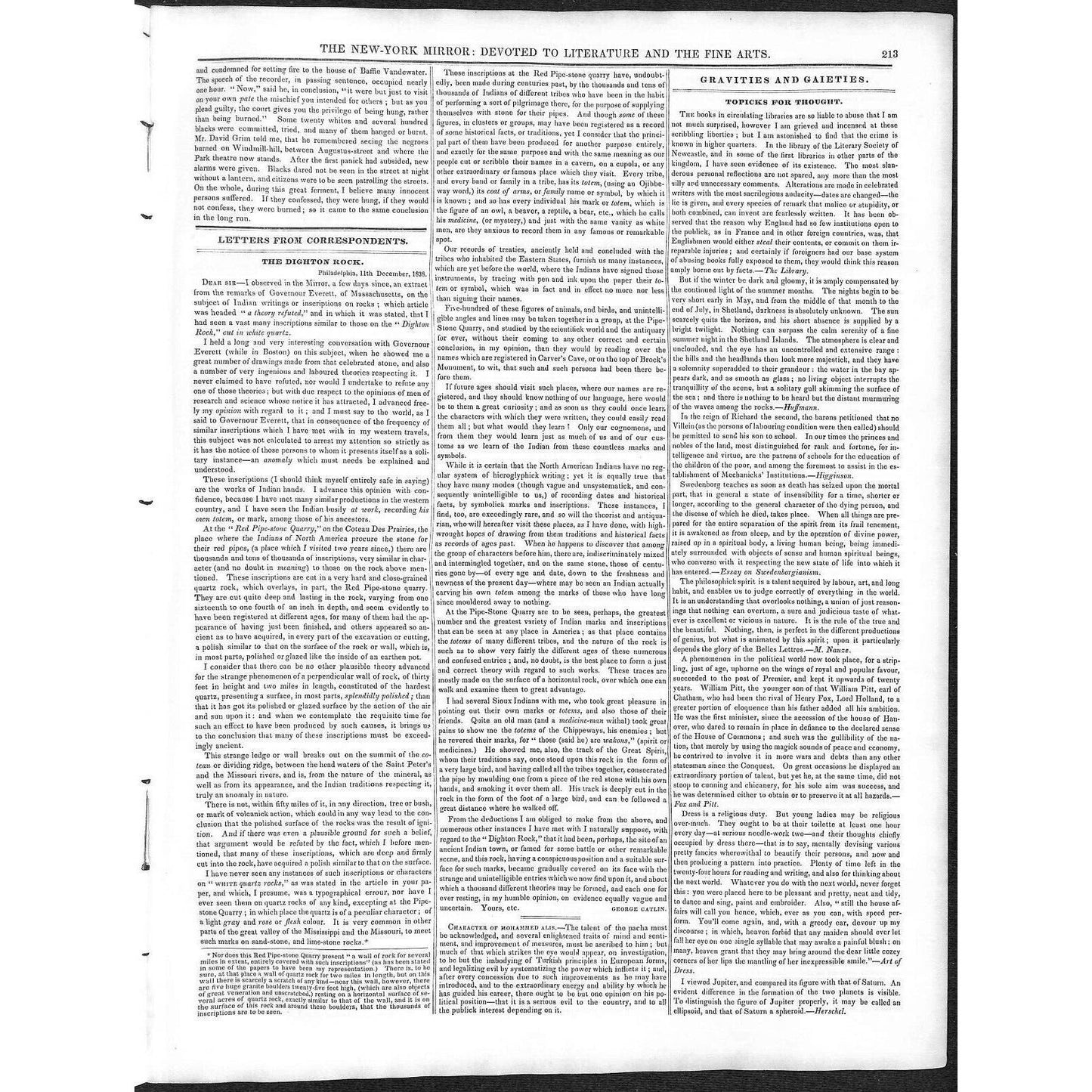 New-York Mirror Weekly Journal Literature Fine Arts Newspaper 12/29/1838