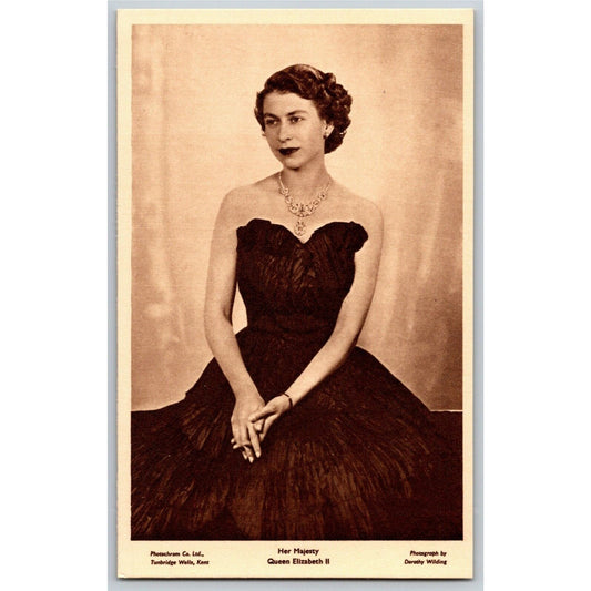 Her Majesty Queen Elizabeth II in Dark / Black? Dress - PPC Postcard Unposted