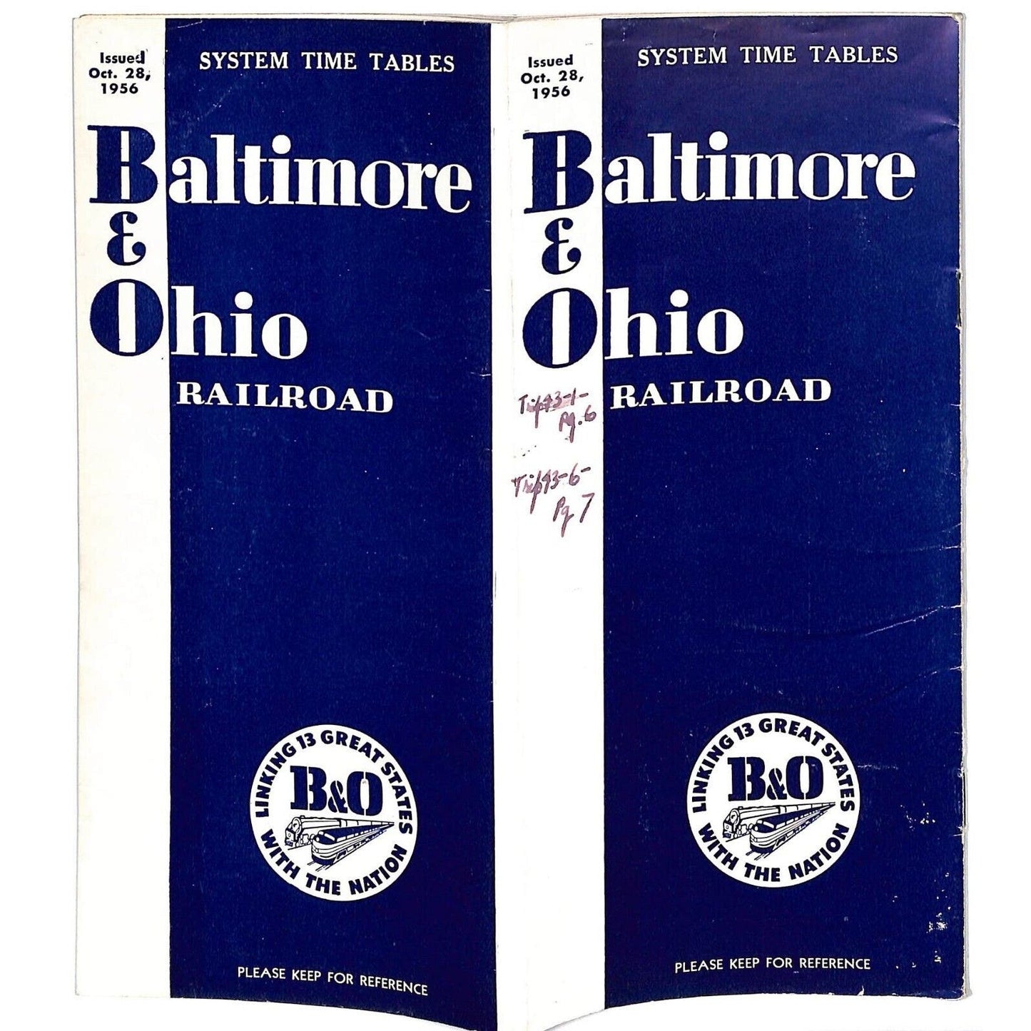 Baltimore & Ohio Railroad 1956 System Time Tables 42pp