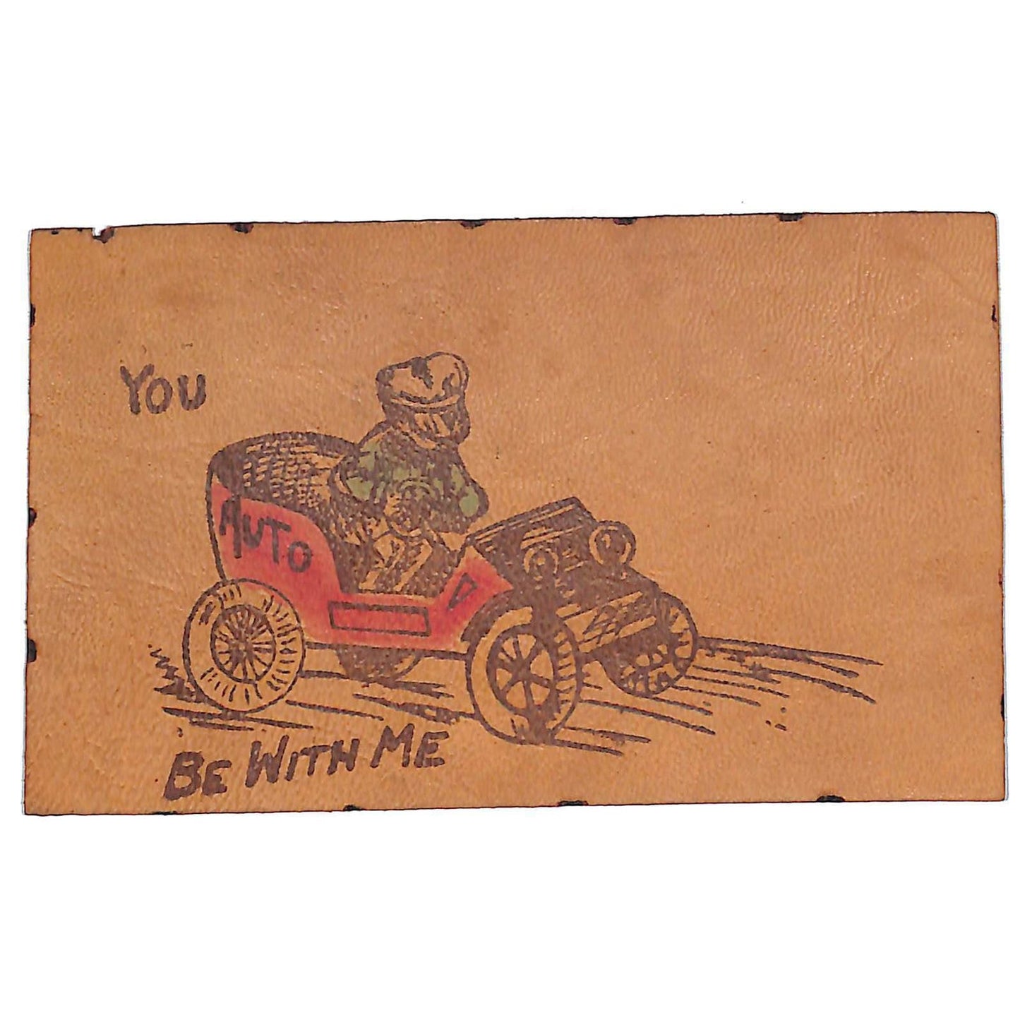 Funny Leather Postcard "You Auto Be With Me__" - Automobile Humor