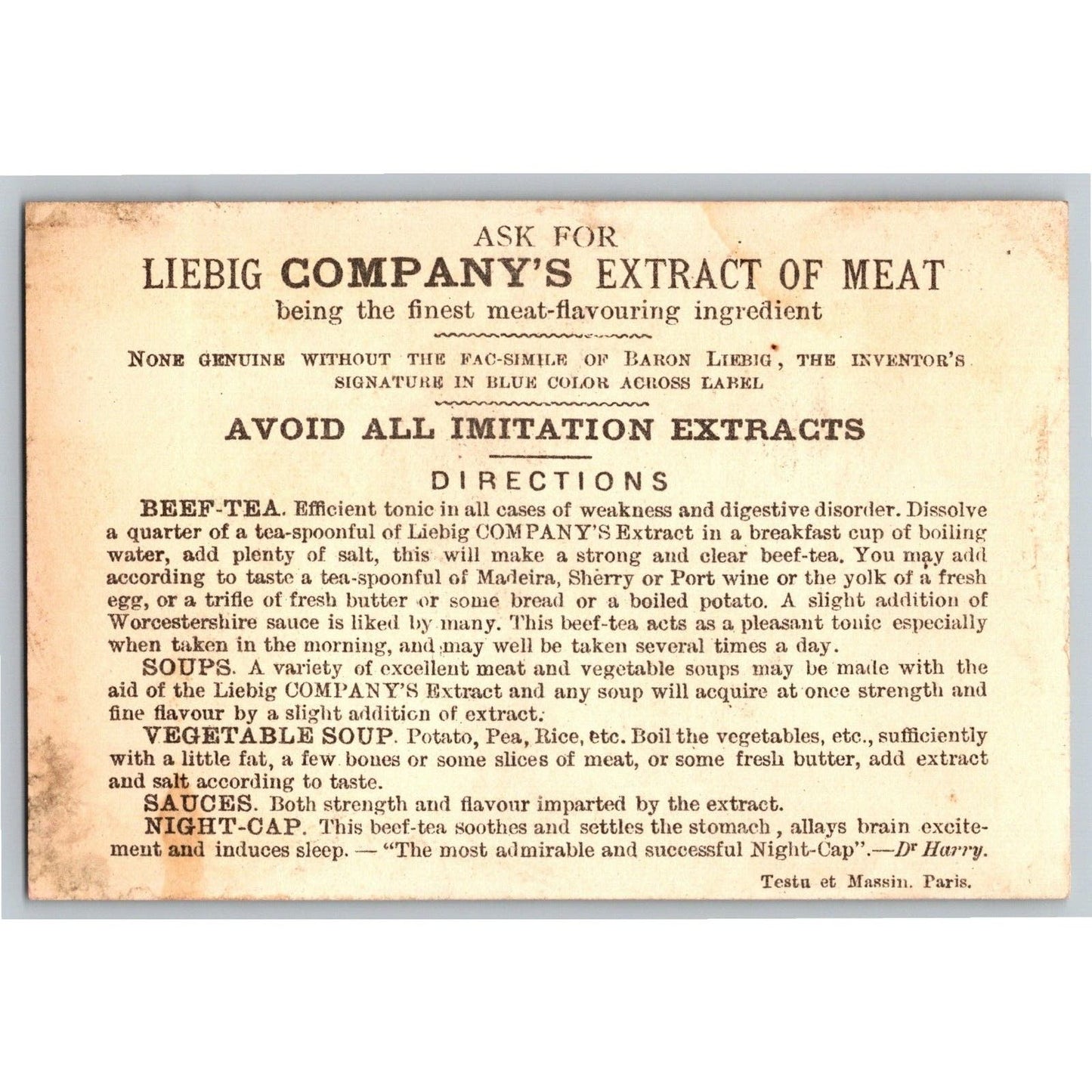 Boy & Girl Flirt on Foot Bridge Victorian Trade Card Liebig Extract of Meat