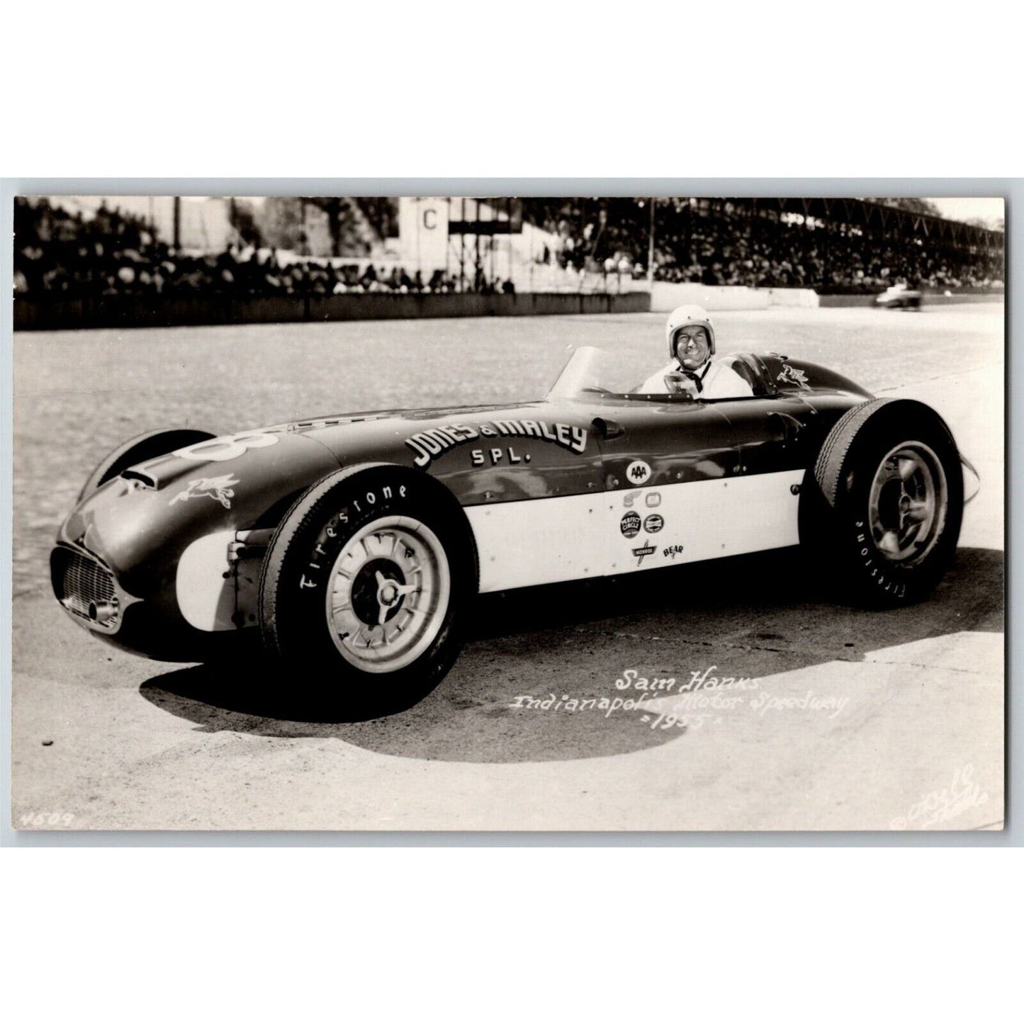 Indy 500 RPPC Postcard "1955 Sam Hanks" Official Race Photo Unposted VGC