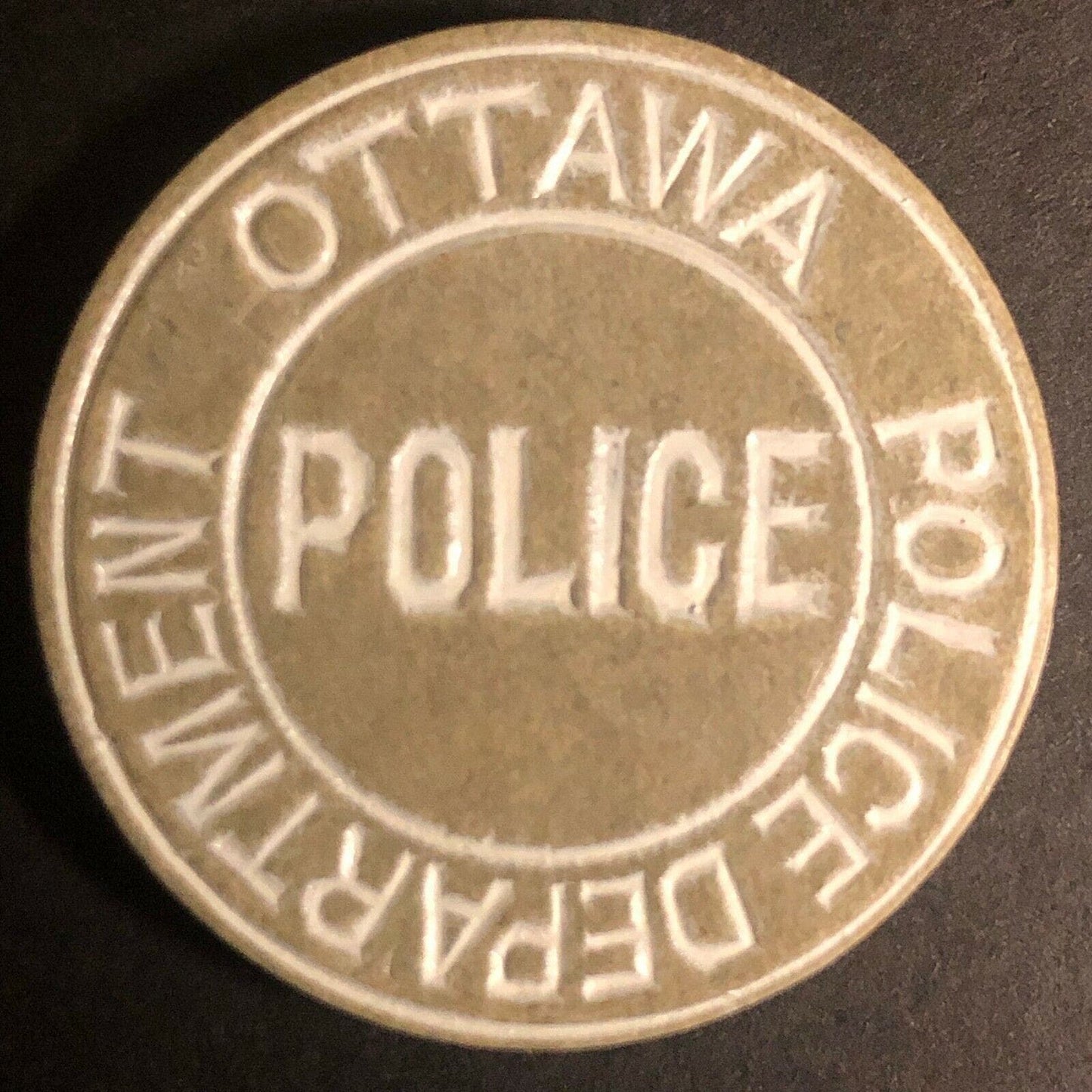 Vintage c1960's-70's 32mm Pressed Fiber / Wood "Ottawa Police Department" Token