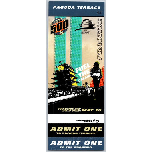 2008 Indy 500 Practice Day 5/16 Pagoda Terrace Unused Ticket #42