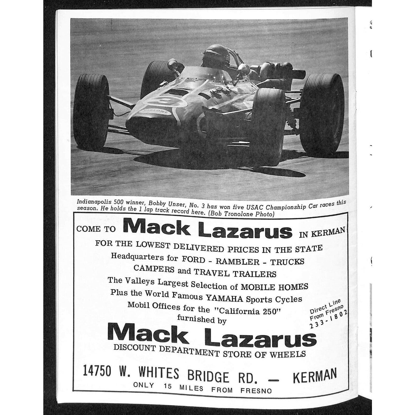 Scarce Nov 3 1968 USAC "California 250" Auto Racing Program Hanover Speedway 40p