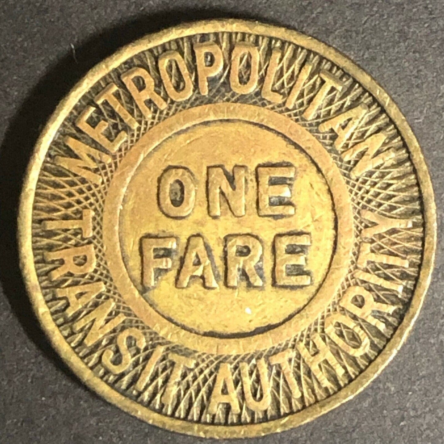 c1951 20mm Metropolitan Transit Authority One Fare Brass Transit Token Boston MA