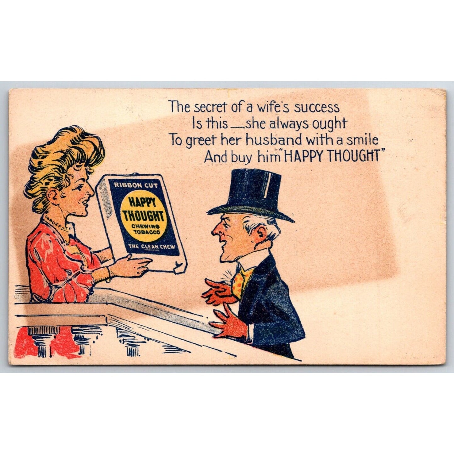 Happy Thought Chewing Tobacco Romantic Advertising Postcard UP 1906 VGC
