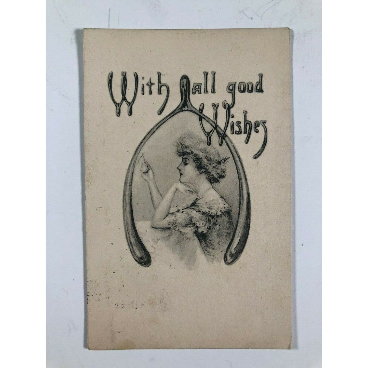1911 With All Good Wishes - Wishbone Postcard
