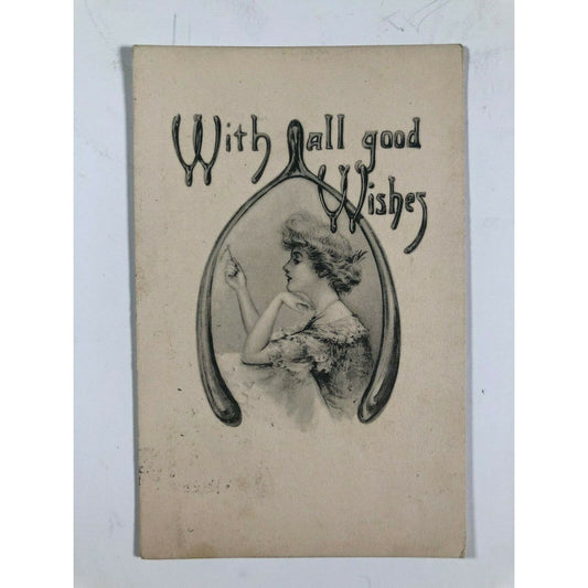 1911 With All Good Wishes - Wishbone Postcard
