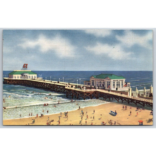 Heinz Ocean Pier Linen Advertising Postcard Beach Bathing UP c1940 VGC