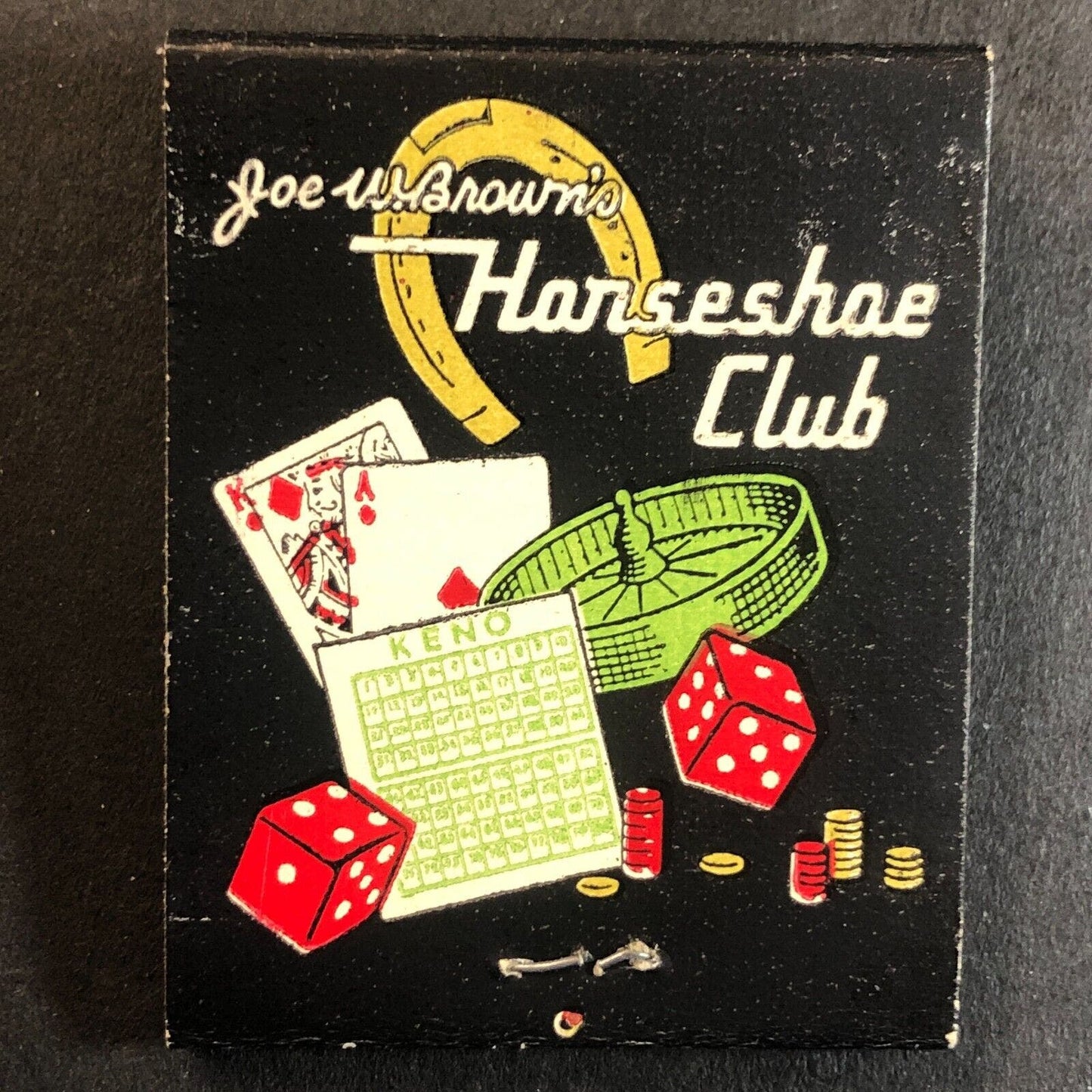 Joe W. Brown's Horseshoe Club Las Vegas Casino Binion's Full Matchbook c1953-64