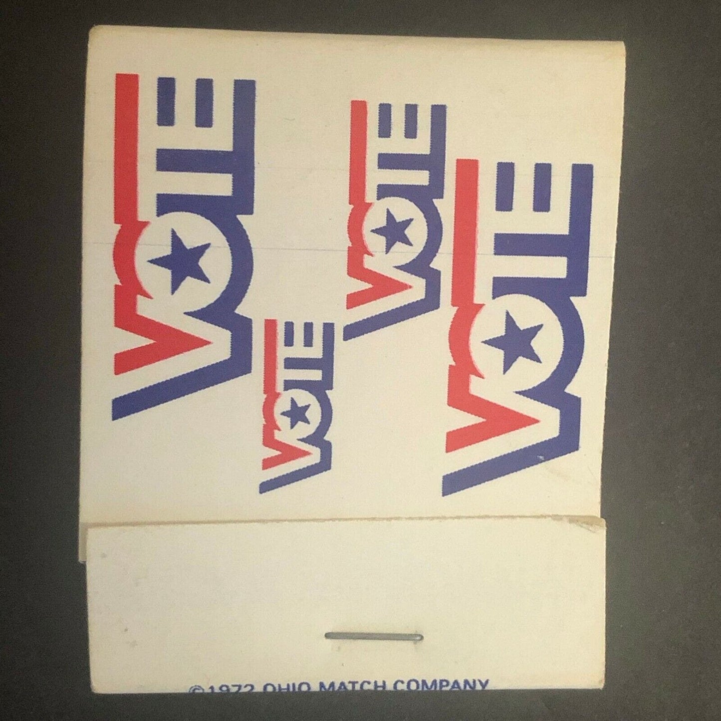 Vintage 1972 Full Matchbook "Vote Vote" Patriotic Red White Blue