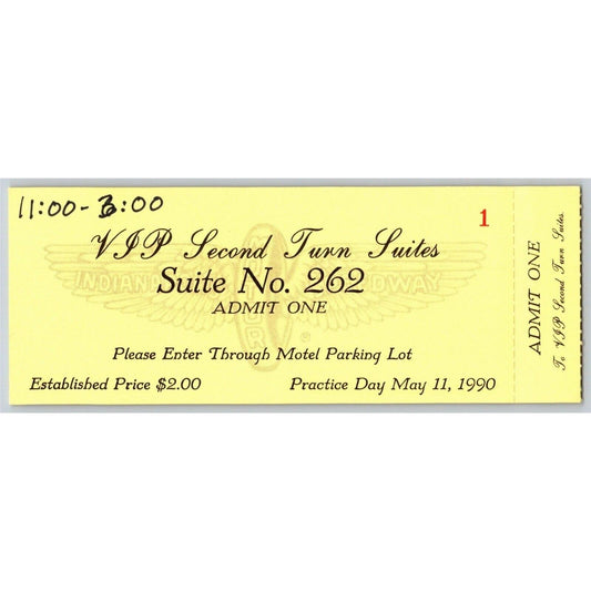 1990 Indy 500 VIP 2nd Turn Practice Day Ticket Stub - Indianapolis IMS #1