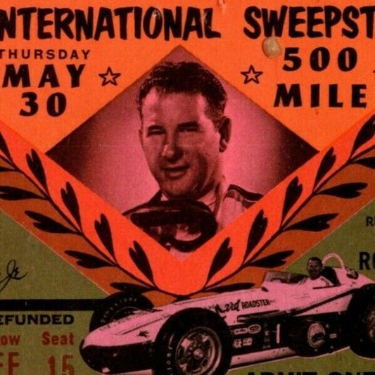 Indy 500 1963 Ticket Stub "500 Mile Intl. Sweepstakes" $12 Adm. Seat 15