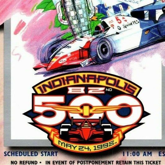 Indy 500 1998 Ticket Stub "Indianapolis 500" $65 Adm. Seat 12