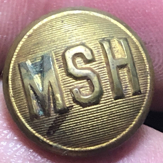 MSH Michigan Soldiers Home Brass Uniform Button Convex 1/2" Extra Quality Scarce