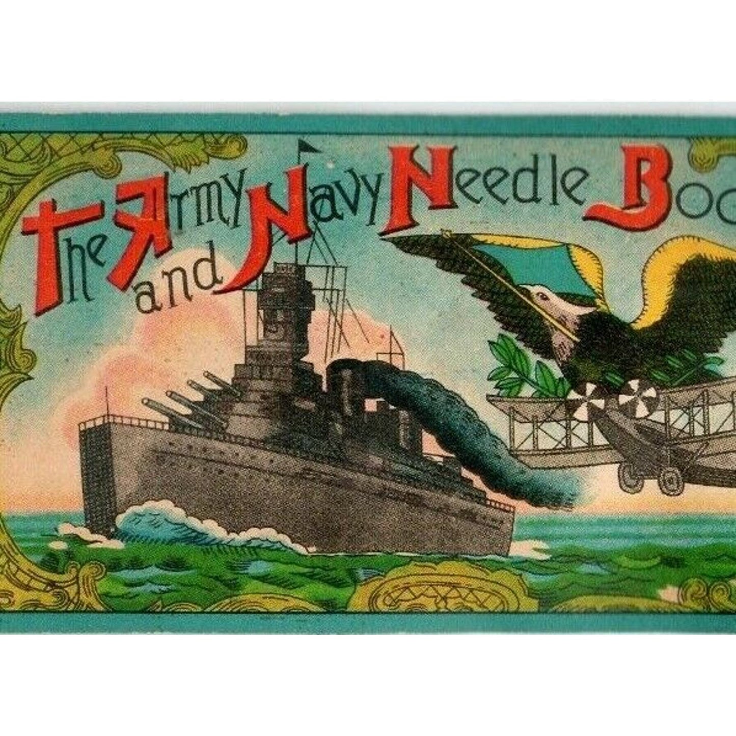 c1920's-30's Vintage Hand Sewing Needles Book - Army Navy Battleship VGC