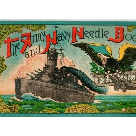 c1920's-30's Vintage Hand Sewing Needles Book - Army Navy Battleship VGC