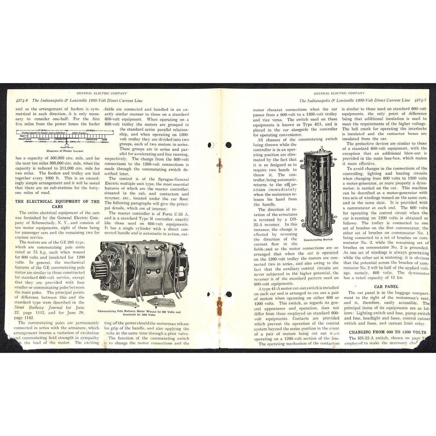 General Electric 10pp Railway Dept. IN & Louisville 1200 Volt DC Line Railroad