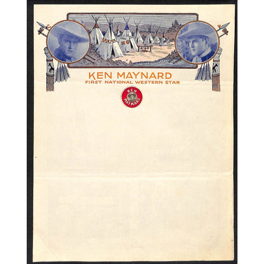 Ken Maynard "First National Western Star" Pictorial Circus Letterhead c1930's