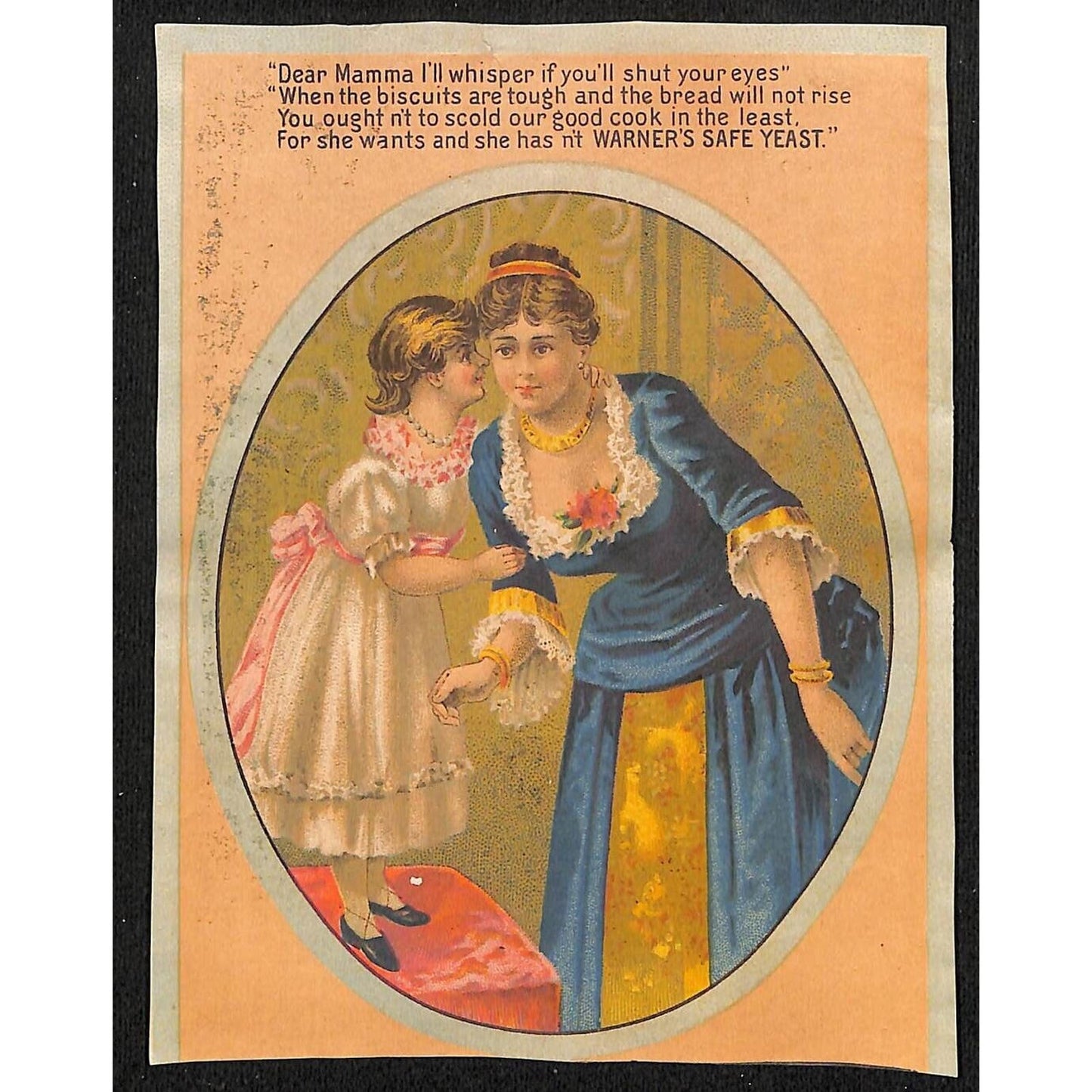 Warner's Safe Yeast / Cure Lg Victorian Trade Card Mother & Daughter Whisper