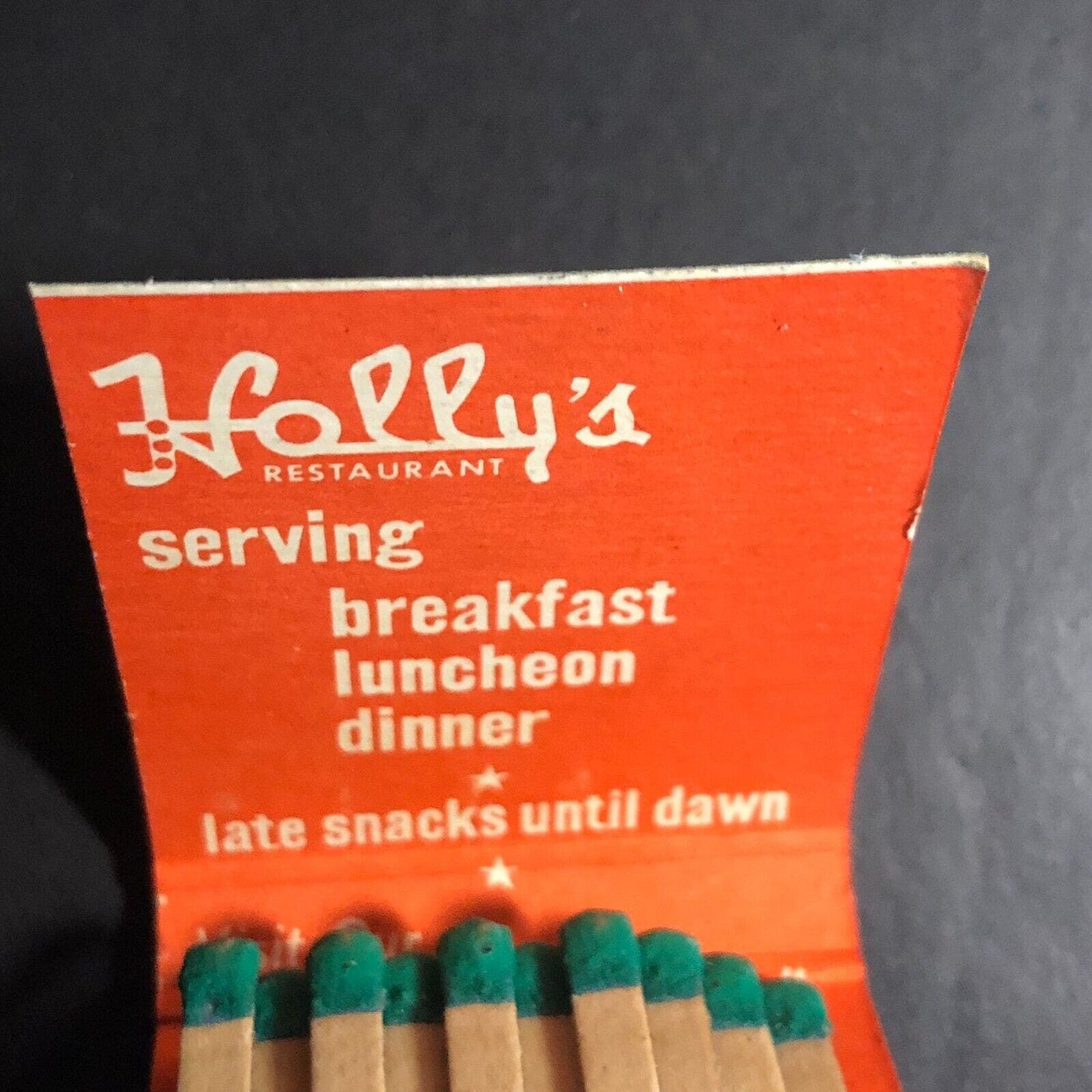 Holly's Restaurant St Petersburg, FL Near Full (-1) Matchbook c1968-73 Scarce