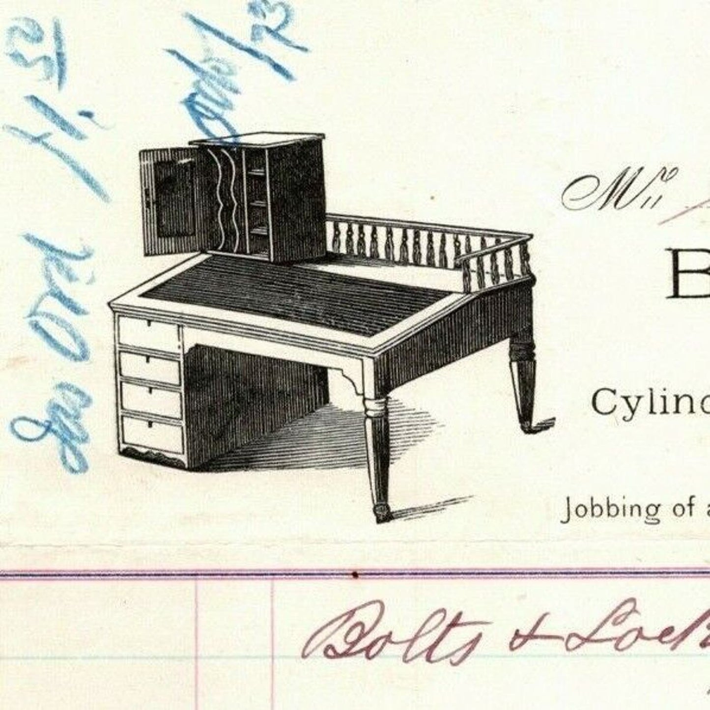 1873 James Ord Billhead Letterhead Desks Stools Bookcases William St NYC