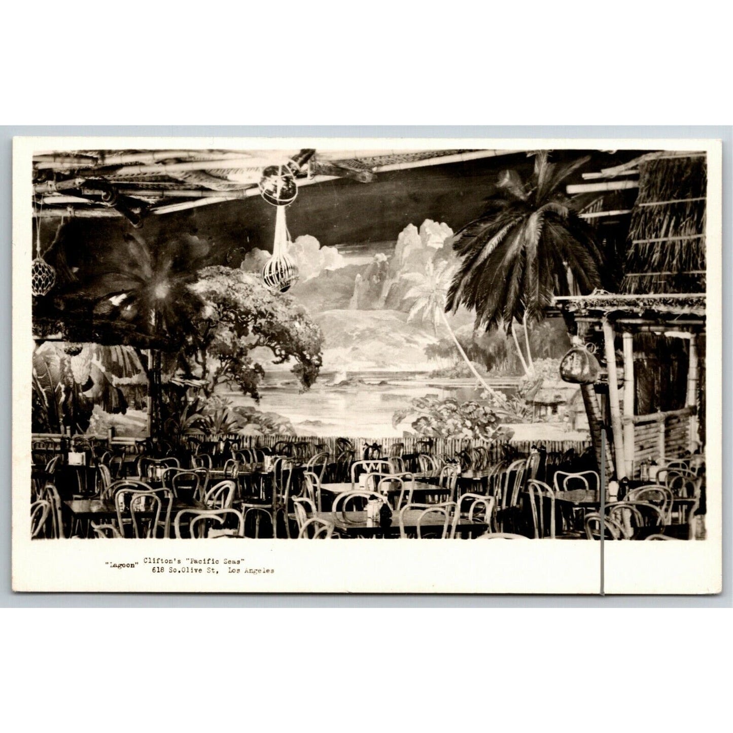 Vintage RPPC* Postcard Clifton's "Pacific Seas" Cafeteria LA, CA c1930's Lagoon