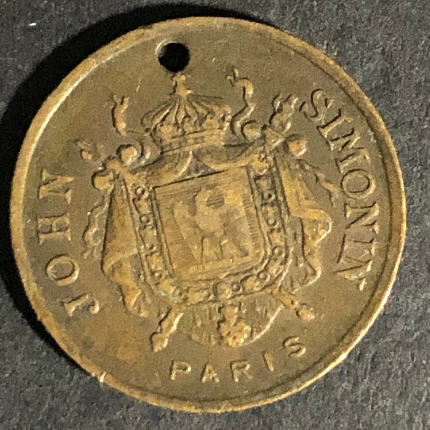 John Simonin Paris Brass Token 20mm Scarce
