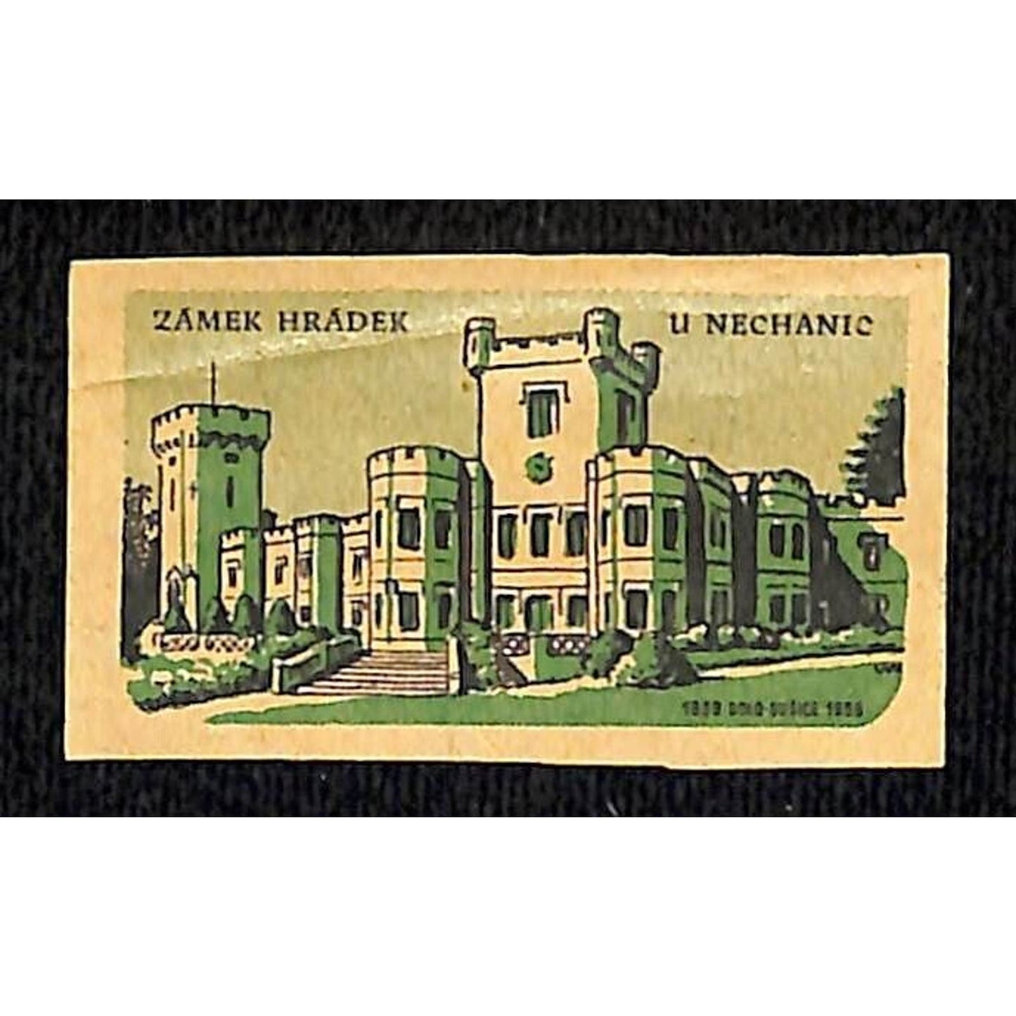 Vintage Matchbox Label Hrádek u Nechanic Castle Château c1960's