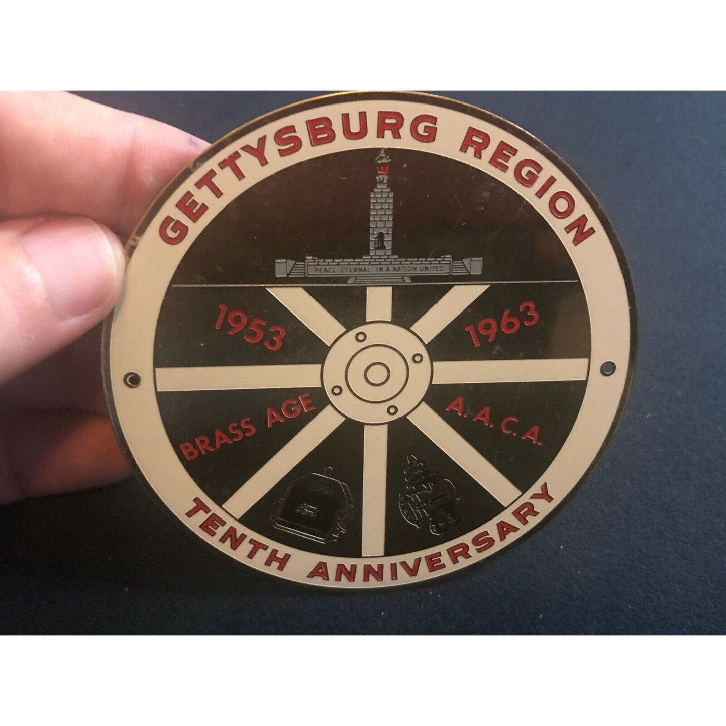 1963 Brass AACA Gettysburg Region Antique Car Auto Show Dash Plaque